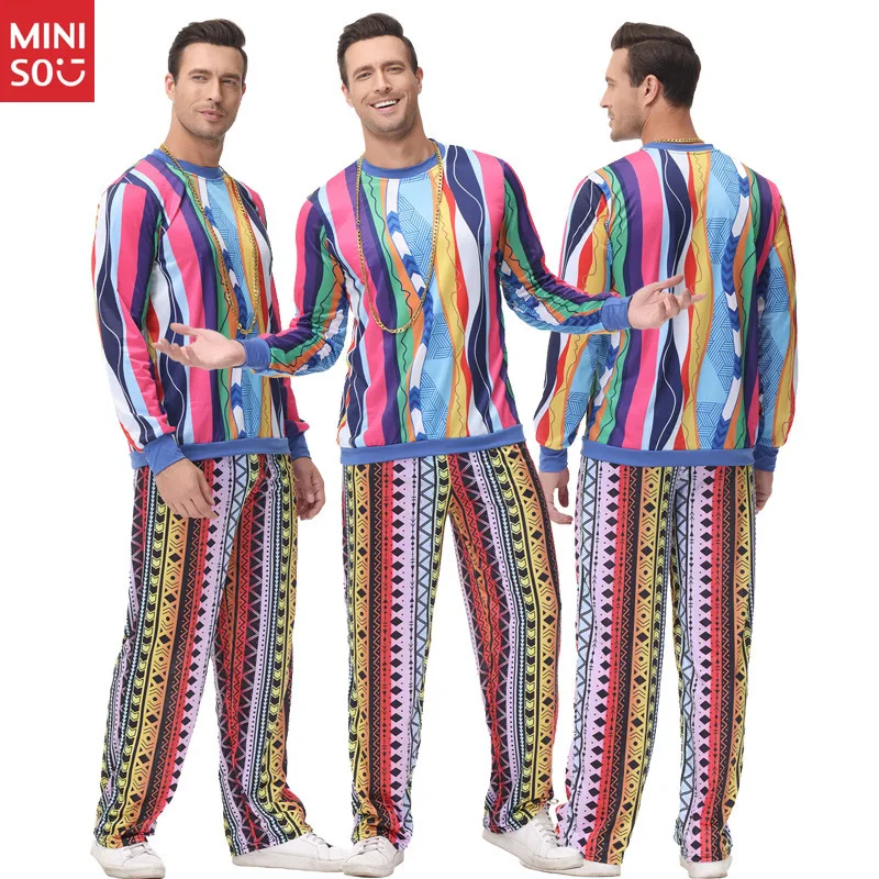 

Мужской ретро-диско-костюм 70-х годов, наряд для вечеринки в стиле хип-хоп