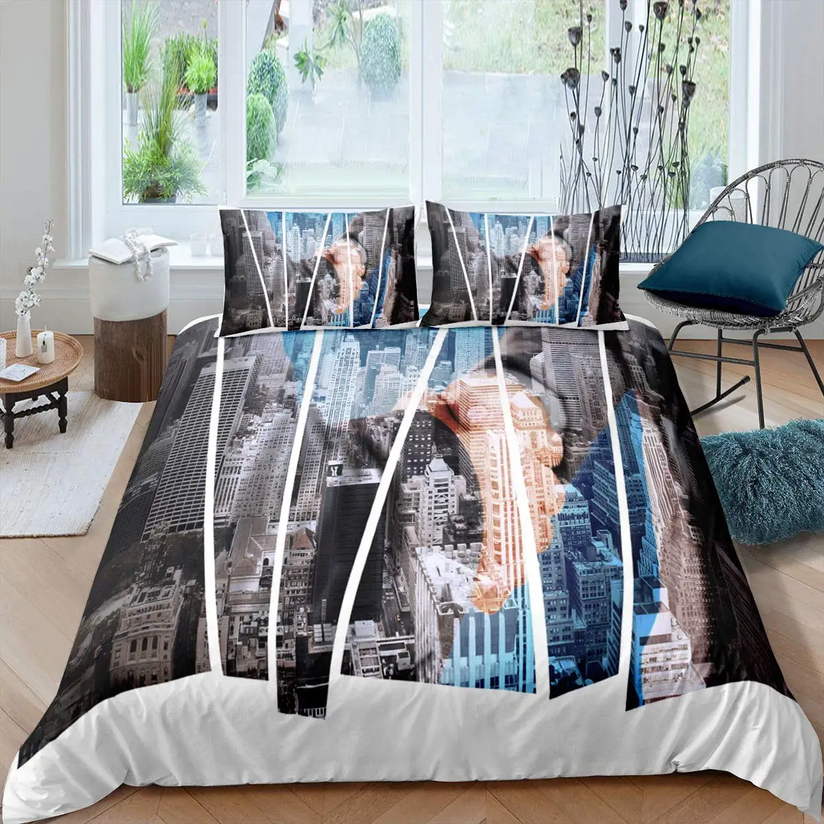 Imagem -03 - New York Decorativa Duvet Cover Grupo Conjunto de Peças de Cama Skyline Print Pillow Shams Twin Completo Queen King Size Decoração do Quarto