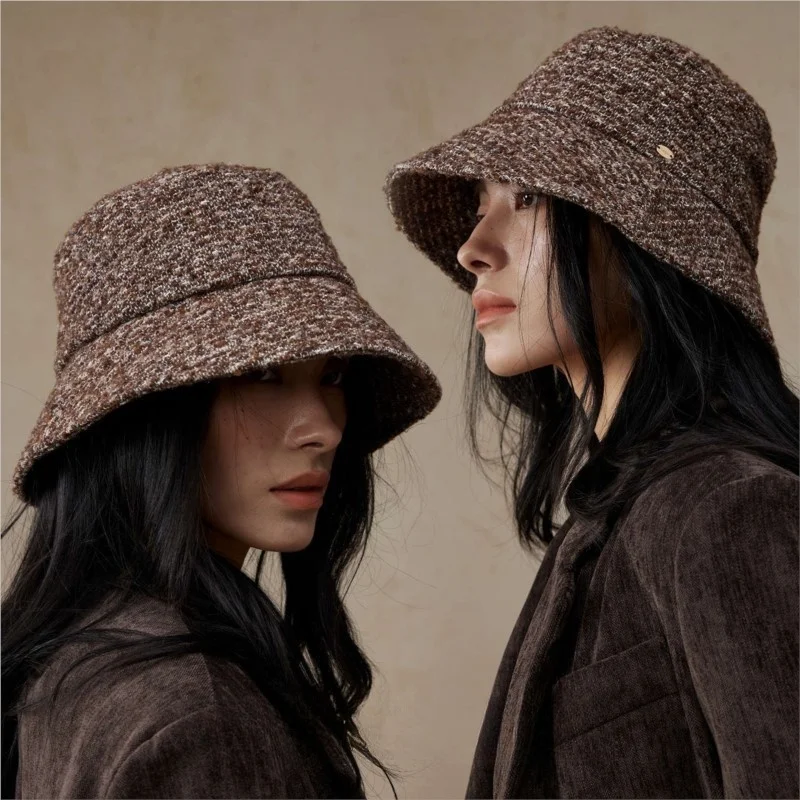 Tweed warm fisherman's hat for women new thickened