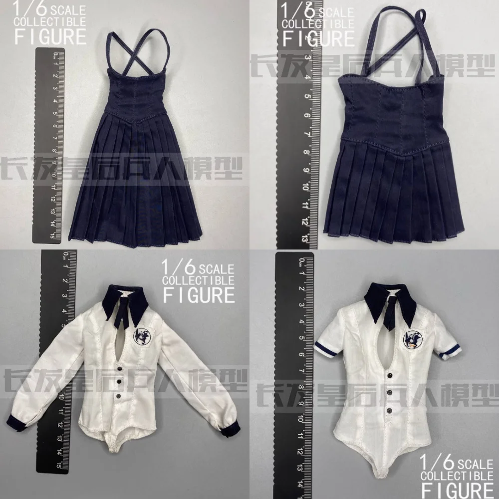 

В наличии, масштаб 1/6, женская солдатская темно-синяя хлопковая юбка-бретелька, длинная короткая юбка, белый топ, подходит для экшн-фигурки 12 дюймов, модель тела