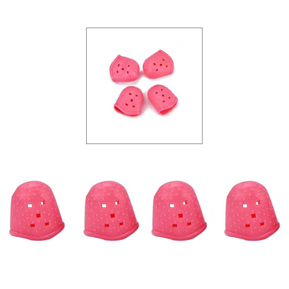 

4 Pcs Players Silicone Finger Cot Pink Guitar Fingertip Protectors Protective Case