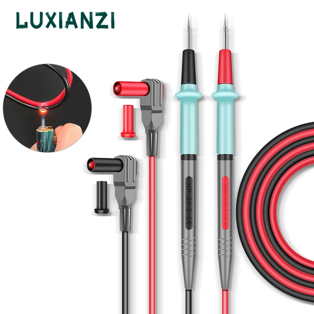 LUXIANZI 1 para sonda multimetru miękki silikonowy przewód kabel do pomiaru cyfrowego końcówka igłowa multimetr Tester sonda Pen