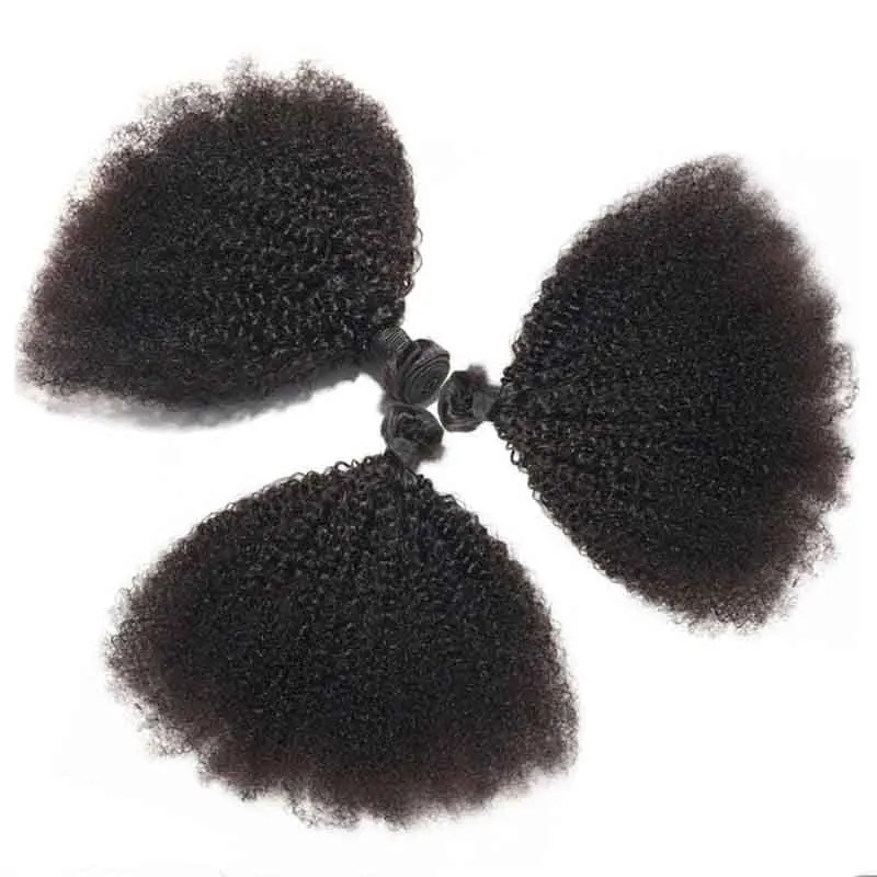 2/3PC Afro crépus bouclés cheveux humains paquets 100g mongol crépus bouclés cheveux Bundle Double trame Extension de cheveux Remy couleur naturelle