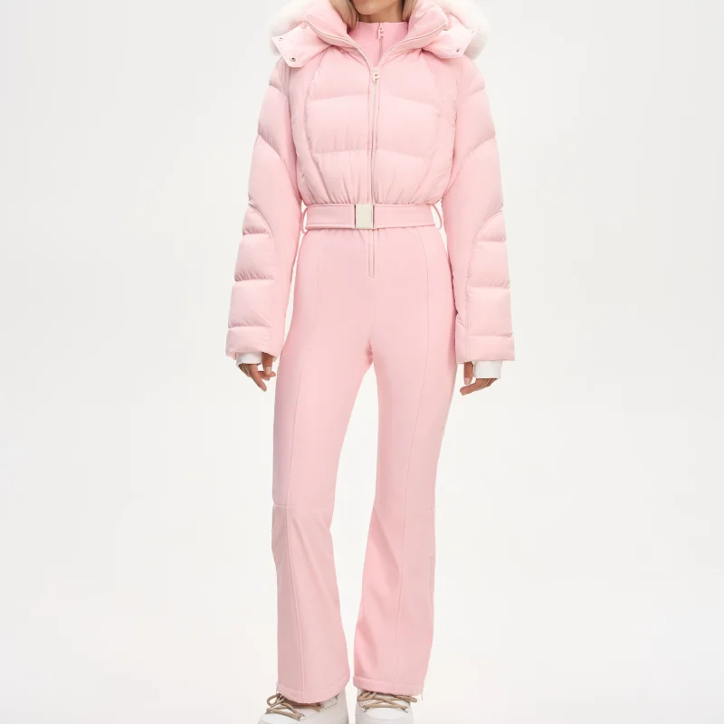 ชุดสกีฤดูหนาวสุดชิค ทรงเข้ารูป แขนยาว กันลม มีฮู้ด เสื้อแจ็คเก็ตและกางเกง ชุดเที่ยวพักผ่อนอุ่นๆ ปี 2025 ชุดใหม่สำหรับผู้หญิงใส่เล่นกิจกรรมกลางแจ้ง