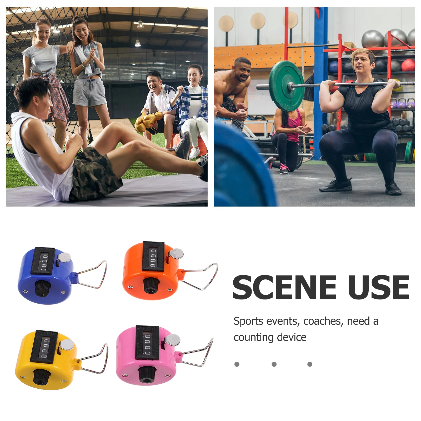 4 قطع من عدادات الرصيد اليدوية المحمولة، جهاز الفرس الملون الصغير للرياضة، عد الأشخاص، تتبع الأحداث المكتبية المدرسية #3