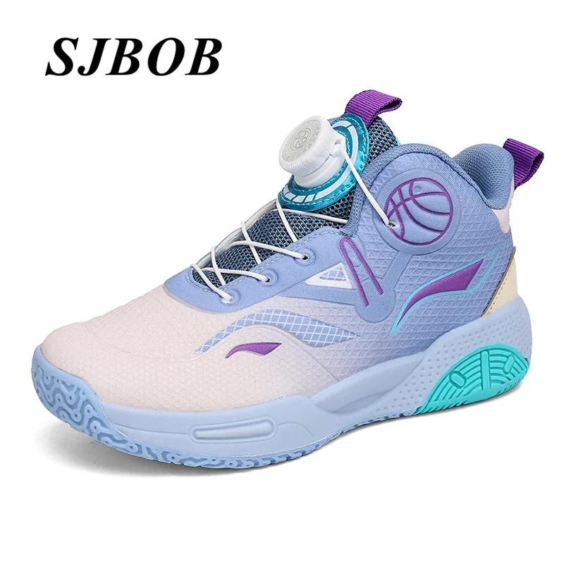 

Fashion Boy Basketball Shoes High Top Breathable Mesh Teenagers Training Sneakers Comfy Anti-Slip Kids Sports Shoes Basket Homme