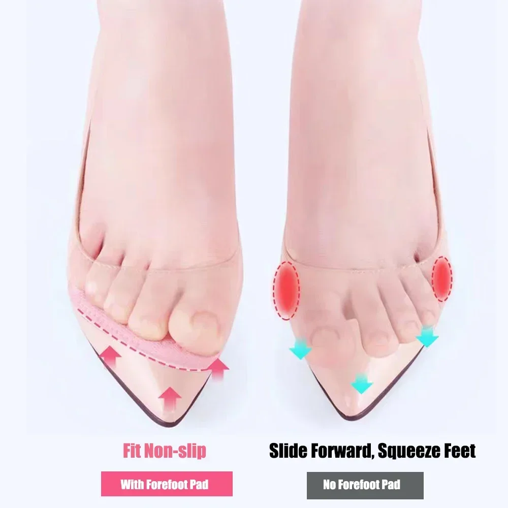 Non-slip Forefoot Pads for Women High Heels Women Cushion Pain Relief Foot Care Pad Half-size Insert Shoe Sole Foot Insoles