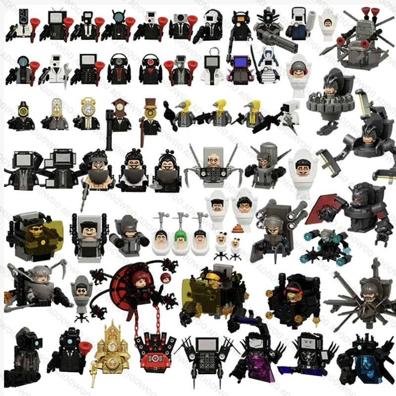 DLL001 KDL818 DJ War Damaged Skibidi Toilet Men's Doll Game Anime Building Blocks Toys TvMan Titan Bricks Model Toys Gifts
