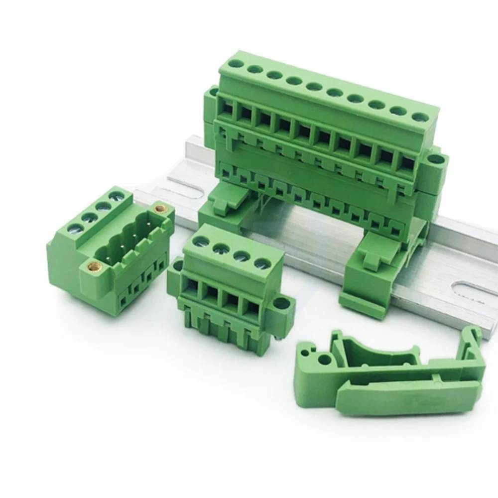 (10 Sets) KF2EDG UVKM 5.08mm Solderless Butt 2EDG-UVKM 2EDGKAM 2EDGKBM 5.08 Plug-In Rail Terminal Block Receptacle Plug Set 35mm