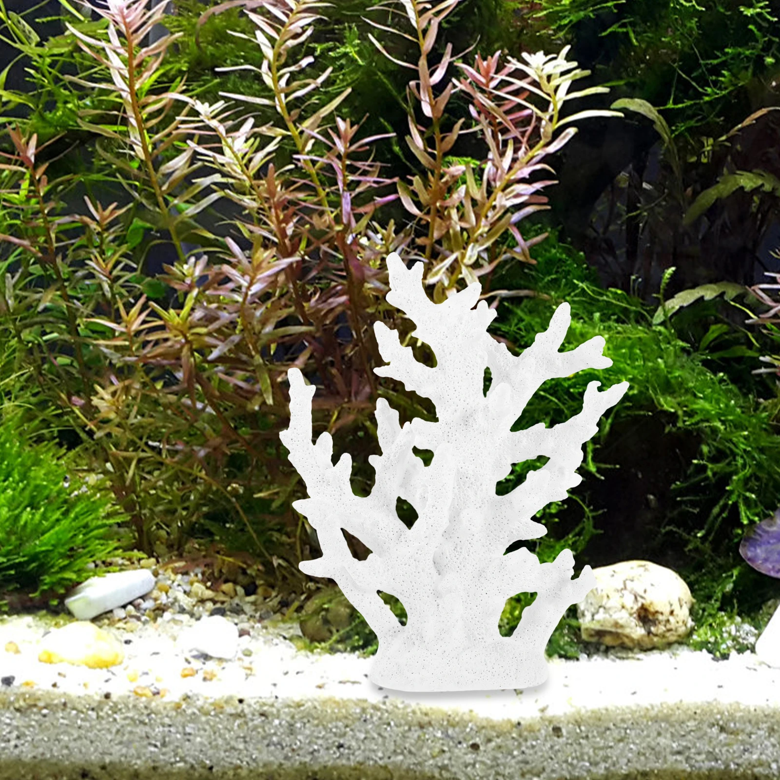 

LED Simulated Coral Ornaments Fish Tank Landscaping Decoration Fake White Resin