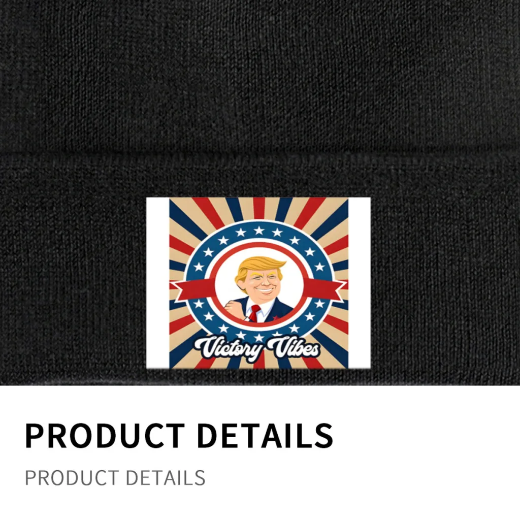 Donald Trump Victory Vibes I Beanie Czapka z dzianiny Czapki futrzane Kobiety Mężczyźni Czapka zimowa Ciepła