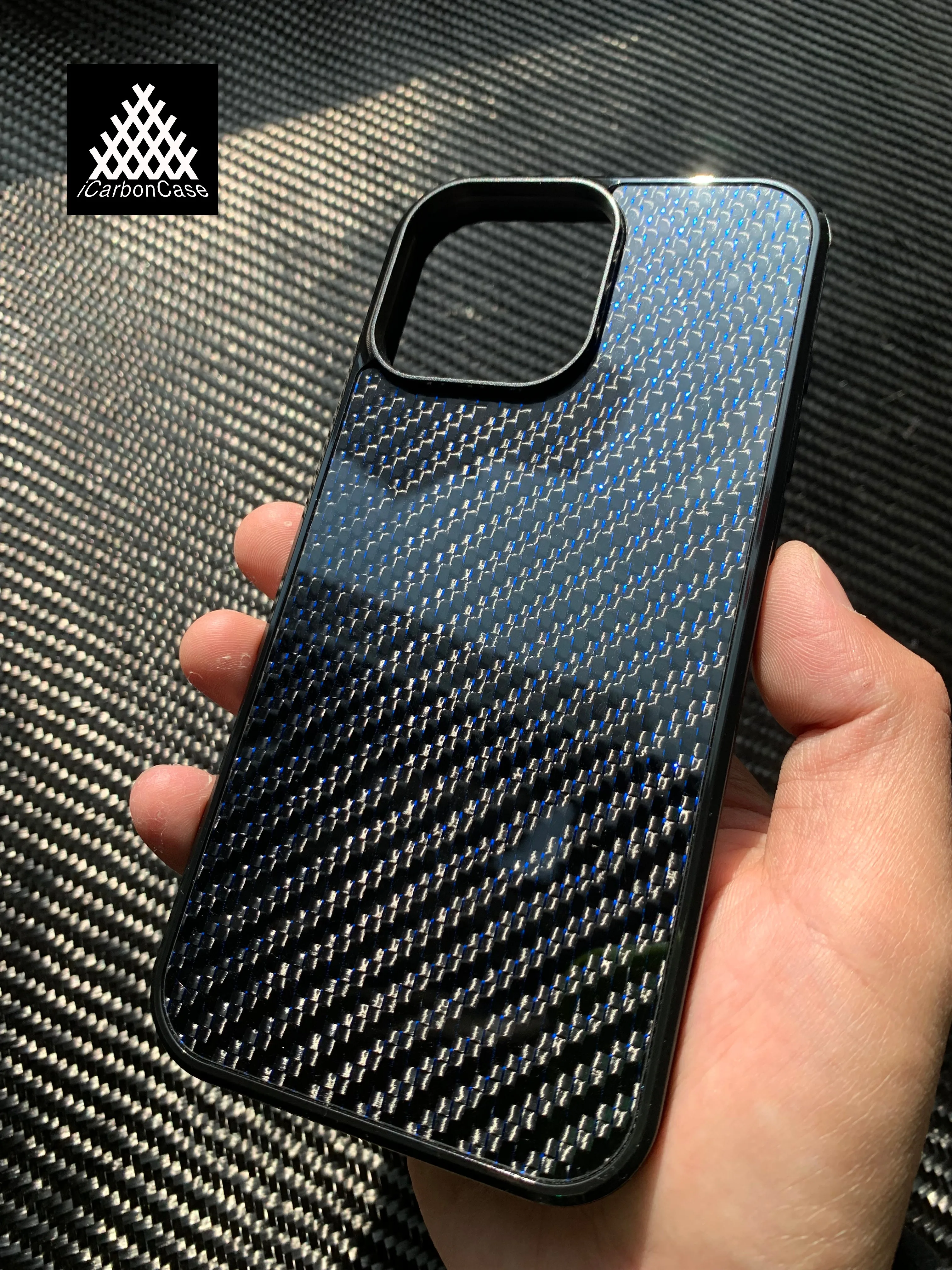 Magnetic Real Blue Color Woven Carbon Fiber Case for iPhone 16 15 14 13 12 11 Pro Max Anti-drop Full Coverage with MagSafe