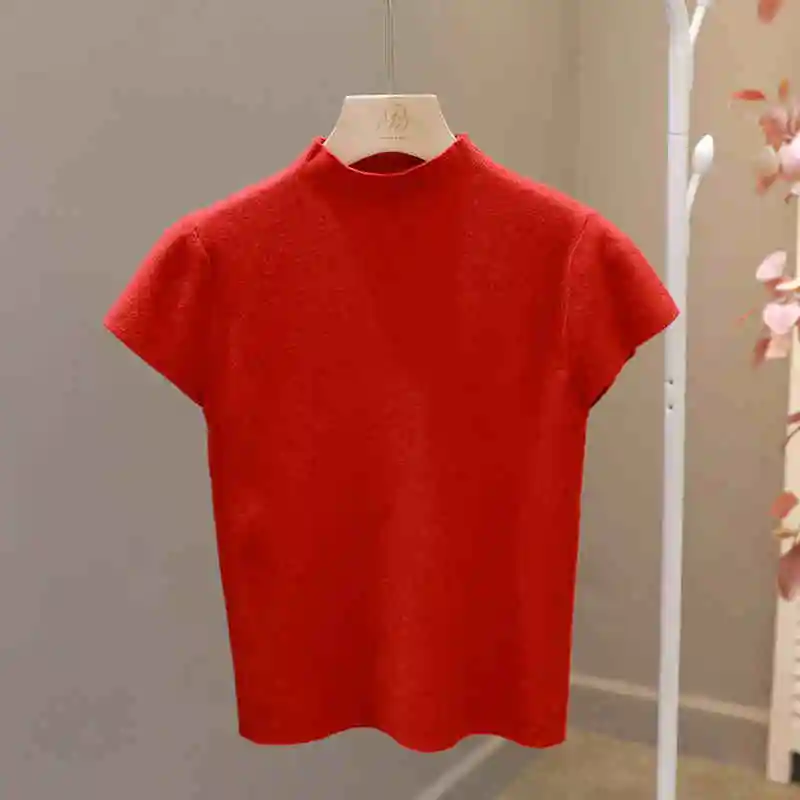 Woman Clothing Short Sleeve T-shirt Slim Fit Tops Female O-Neck Knitted Sheath Tee Shirt Street Wear Sex Sporty 2026 Y2K New image 6
