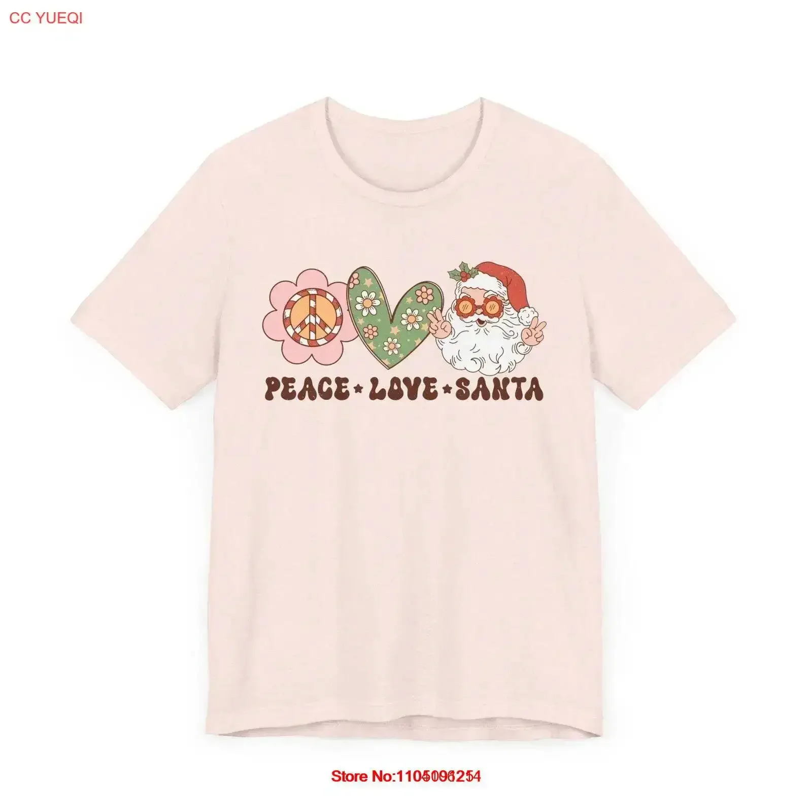 

Peace Love Santa T Shirt Whimsical Holiday Spirit vintage Washed Soft Casual Stretched Slightly streetwear graphic fashion