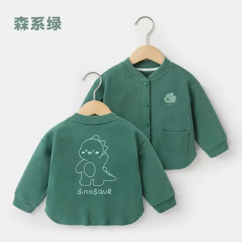 Baby Cartoon Baseball Jacket Boys Round Collar Button Coat Spring Autumn New Girls Cute Fashion Casual Tops Outerwear 7M-5 Years