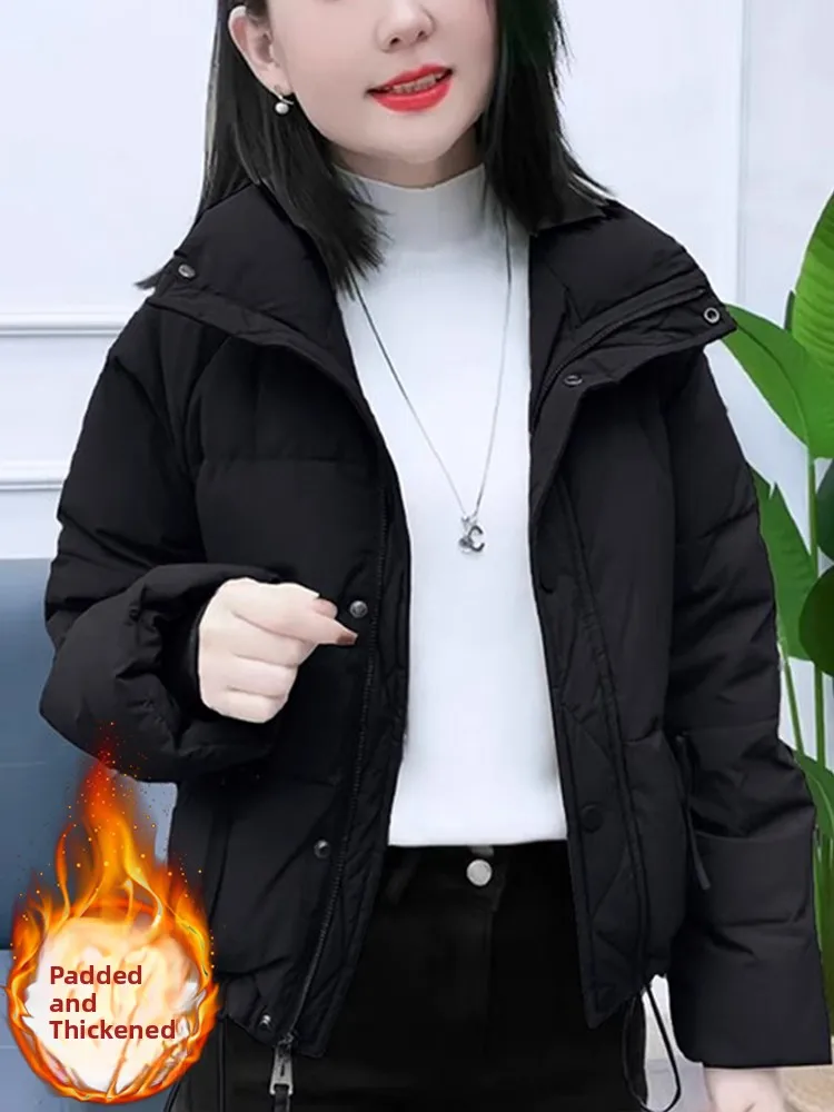 

Women's down Cotton Jaet Winter New Sle Bread Coat Small Size Warmth Cardigan Outerwear Stand Collar Long Sve Zipper