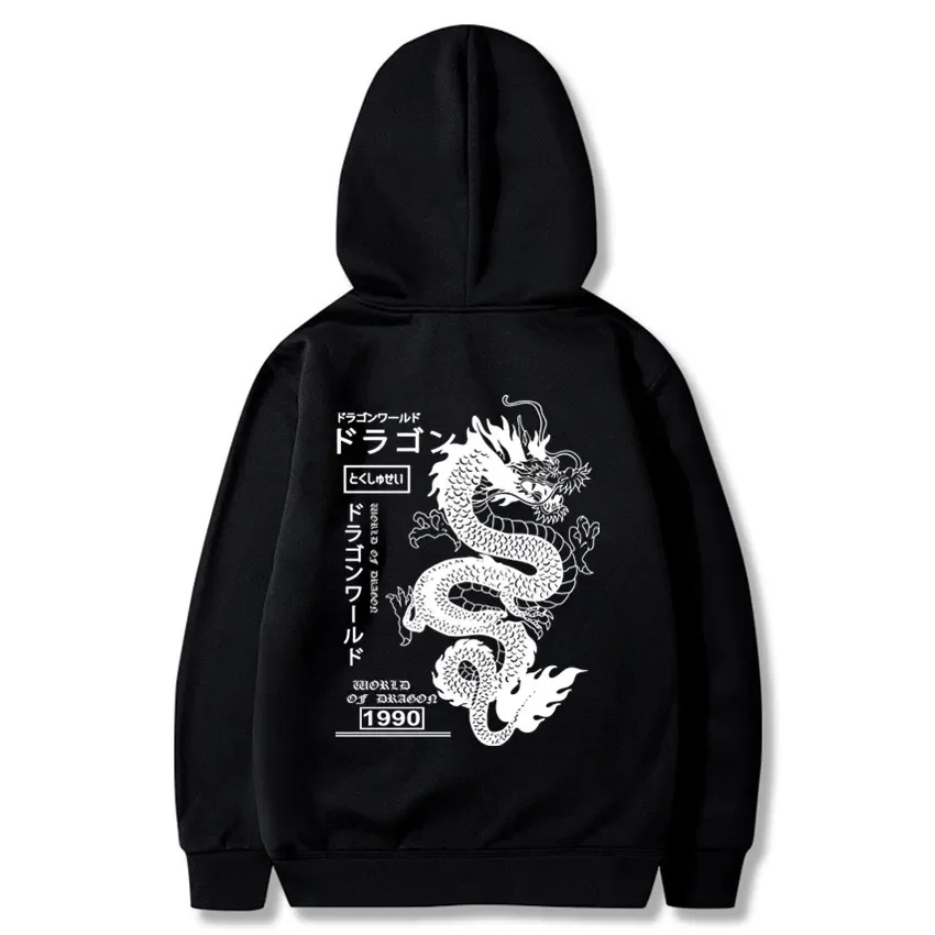 Chinese Dragon Men\'s Hoodies Women Pullover Spring Autumn Casual Japanese Anime Sweatshirts Hoodies Oversize Sweatshirt