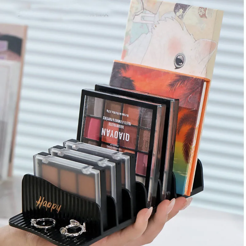 プラスチック製メイクアップアイシャドウパレットオーガナイザー 6セクションメイクアップオーガナイザー 多機能化粧品収納ラック アイシャドウトレイ付き