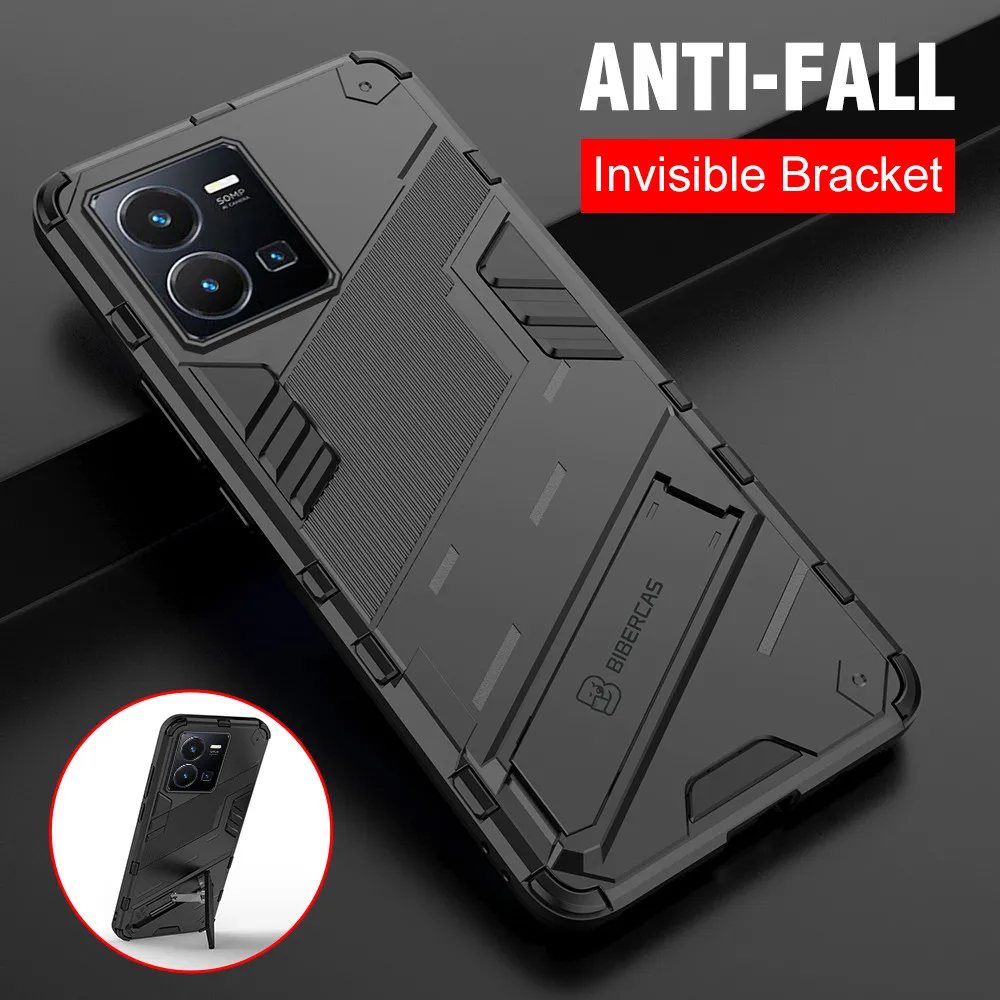 For Vivo Y35 Case Hidden Stand Armor Protect Phone Cover On VivoY35 4G 2022 6.58