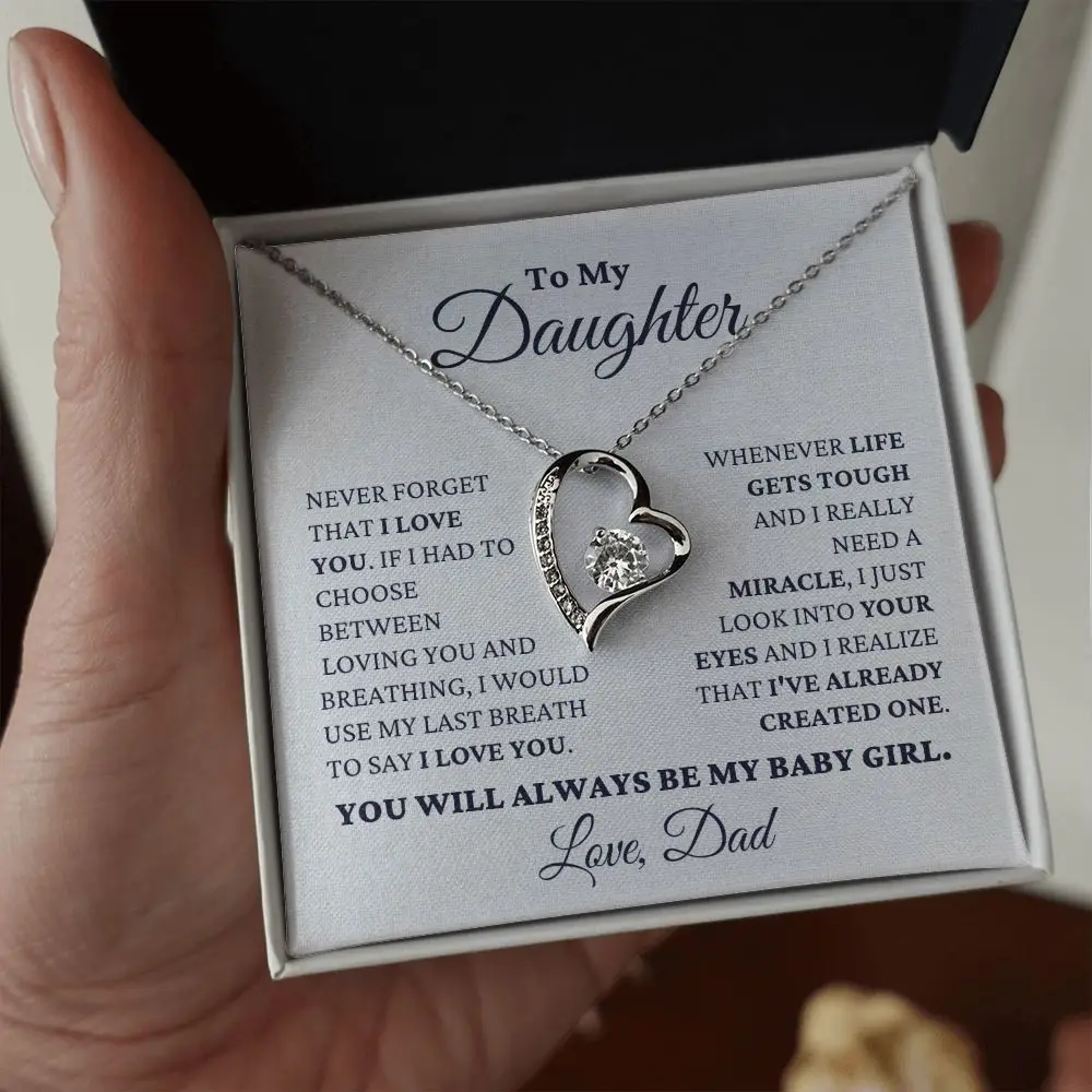 To My Daughter Gift From Dad New Love You Heart Pendant Necklace Fashion Jewelry Women Girl Birthday Necklaces 2024 Dropshipping