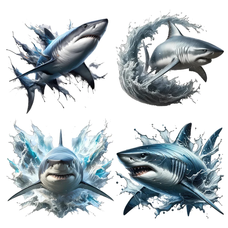 Three Ratels CD185 Breaking waves of shark art wall stickers for home decoration bathroom decals car sticker waterproof