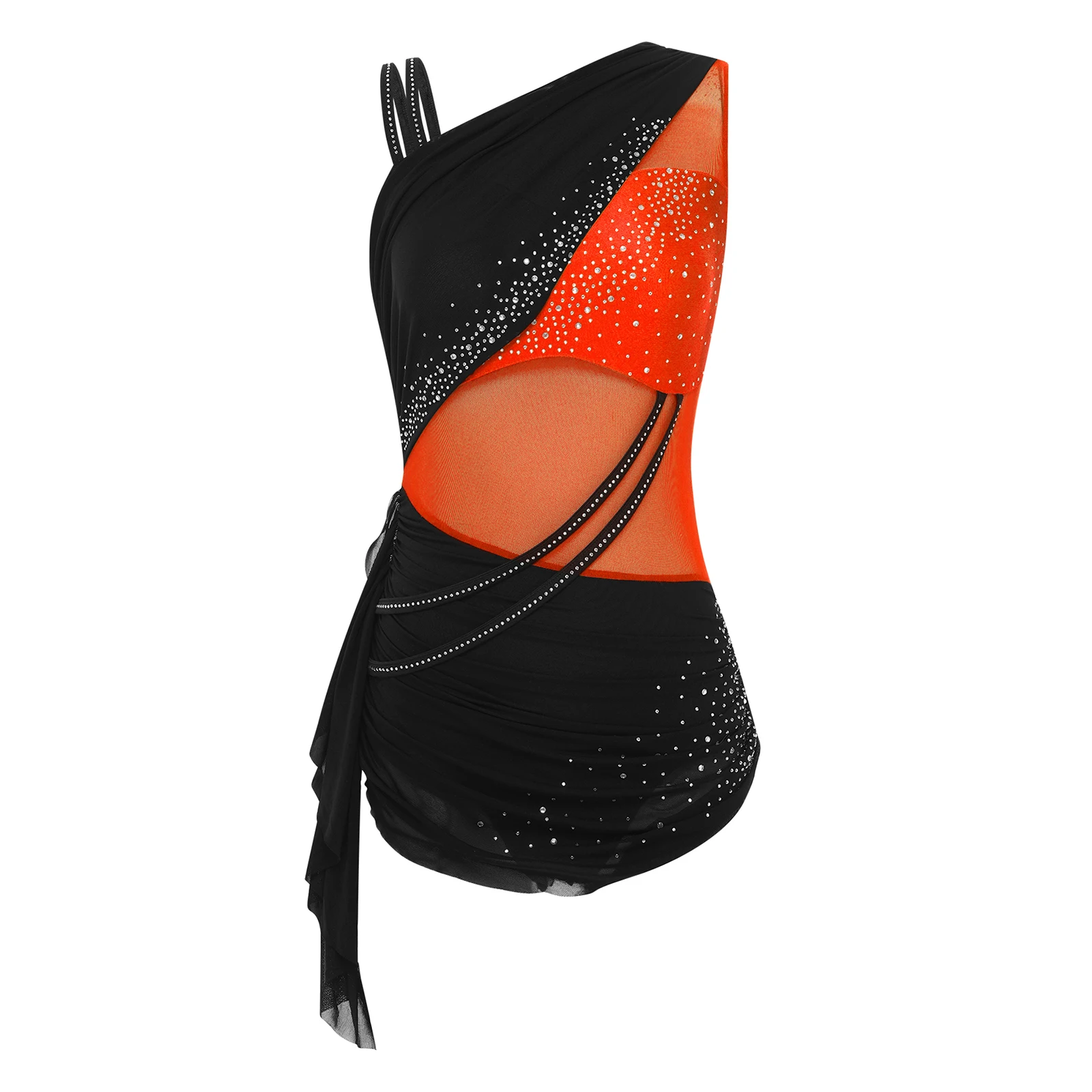 women-figure-skating-modern-gymnastic-ballet-performance-costume-sleeveless-rhinestones-ruched-skirted-bodysuits-dancewear