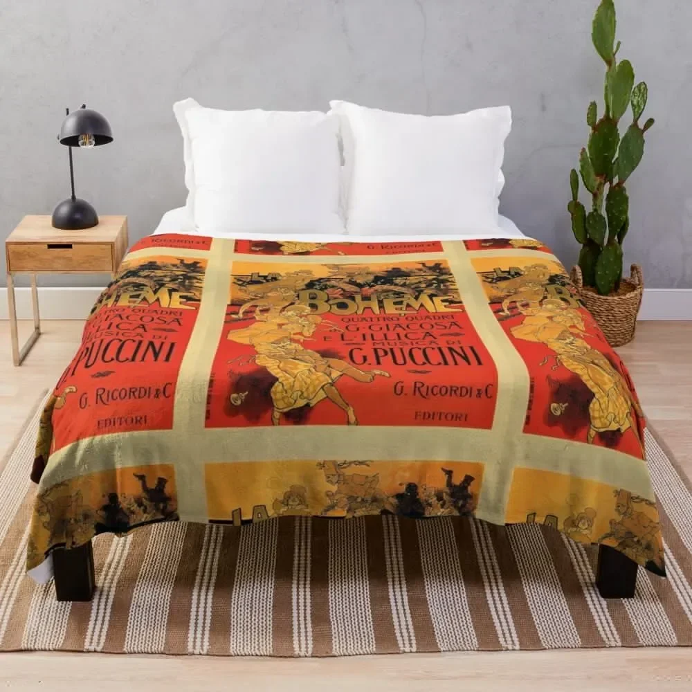 

Vintage Art Nouveau La Boheme Opera Music Poster Throw Blanket