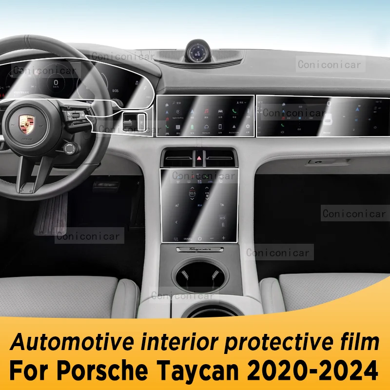 

For PORSCHE Taycan 2020-2024 Gearbox Panel Navigation Automotive Interior Screen TPU Protective Film Anti-Scratch Sticker