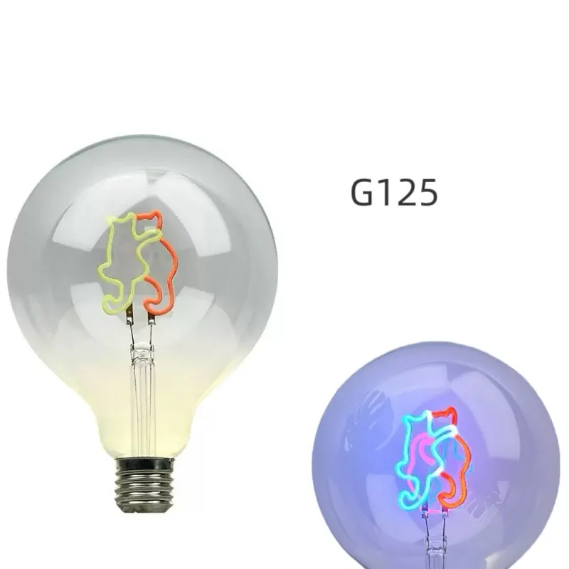 LED  G125 Blue RED Cat E27 220V 4W 8W Dimmable Filament Bulb Retro Vintage Decorative Lighting Edison Lamp Decorative Lighting