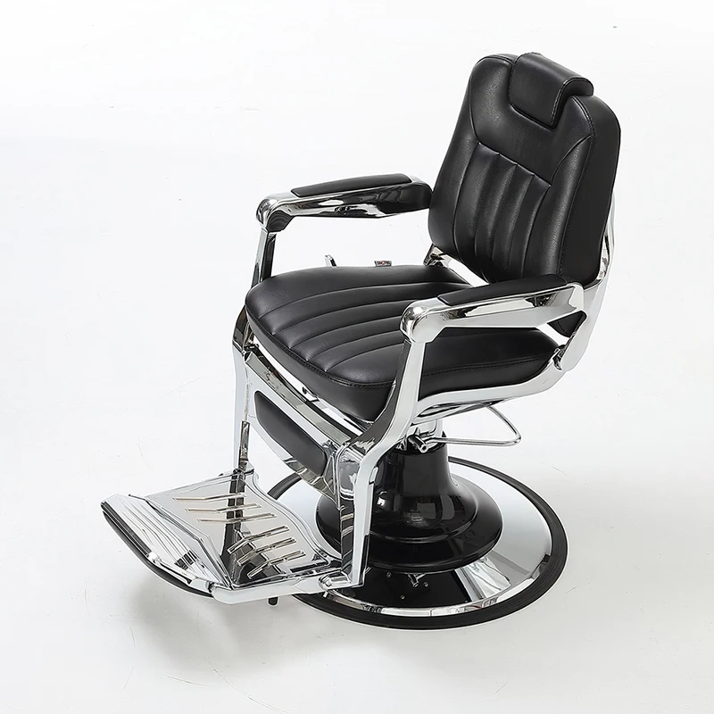 Unique Design Barbershop Black Hairdressing Salon Chair Round Base Recliner Chair For Barber And Stylist