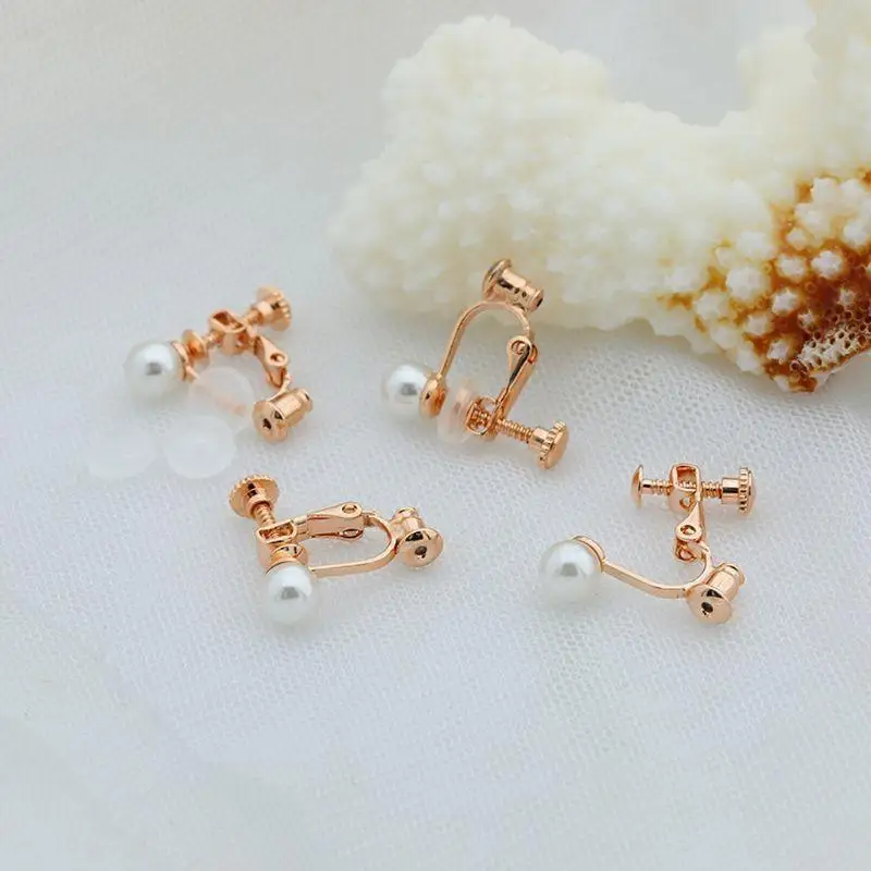 A52E DIY handgefertigte Clip-on-Ohrring-Konverter, Schraub-Ohrclip-Konverter, verwandeln Sie Ohrstecker mit silberner Nadel in – Detail 2