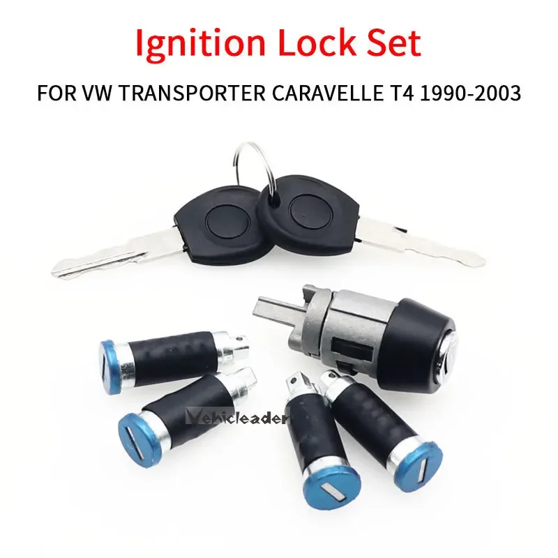 Ignition Switch Door Lock Barrel Set with 2 Keys For VW Caravelle T4 1990-2003 Transporter Double Barn Doors 357905855B