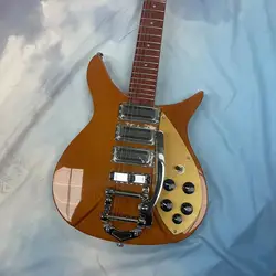 Rickenbacker electric guitar 6-string integrated electric guitar, with a natural wood color body, gold protective plate, high gl