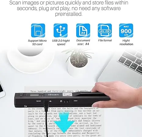 Scanner de documents Portable iScan 900DPI Scanner d'image portatif baguette de numérisation Scanner Photo Mobile couleur A4 Format JPG/PDF