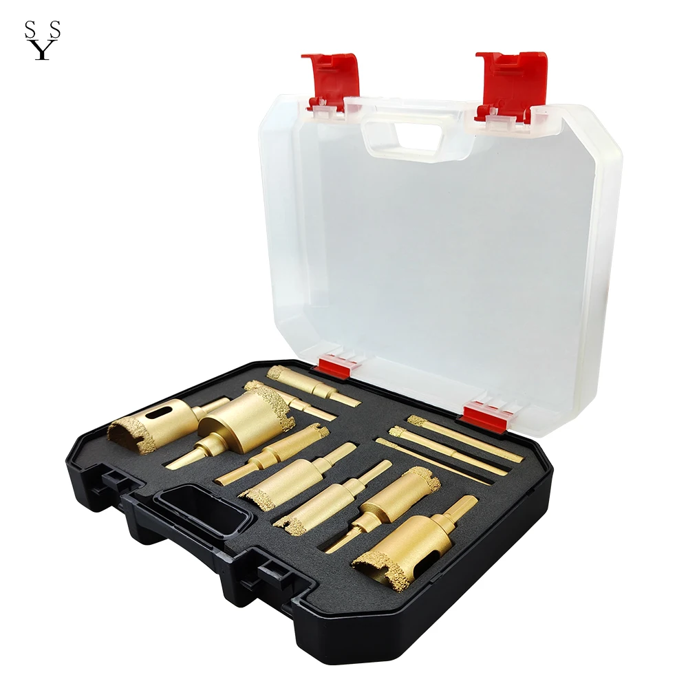 12Pcs 6-35mm Diamond Coated Drill Bits Set Hole Saw Kit Hand Tools for Glass Marble Granite Stone Tile Ceramic