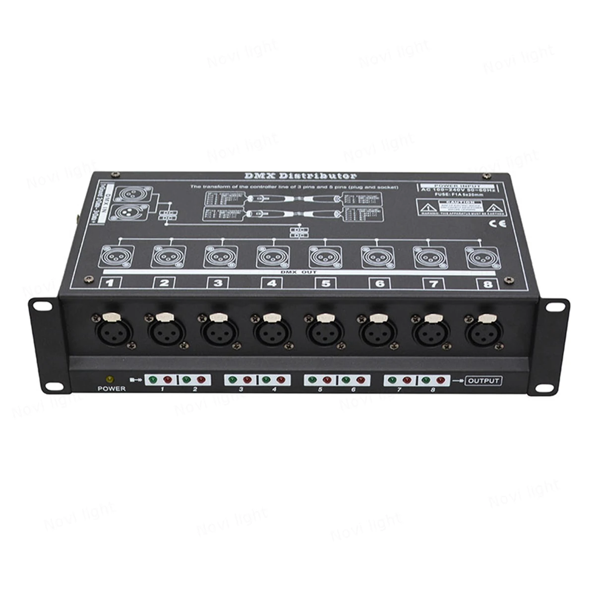 

DMX 1 in 8 out Preamplifier Eight Way DMX512 Signal Distributor Independent Input and Output