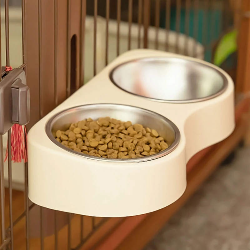 Wall Mounted Feeding Watering Bowl for Protect Neck Dog Cats Double Feeding Bowl