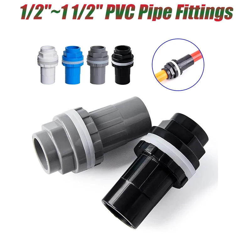 

1/2" to 1-1/2" PVC Pipe Fittings for Aquarium Fish Tank, Overflow Thread Water Supply Connector, Plumbing Joint Accessories