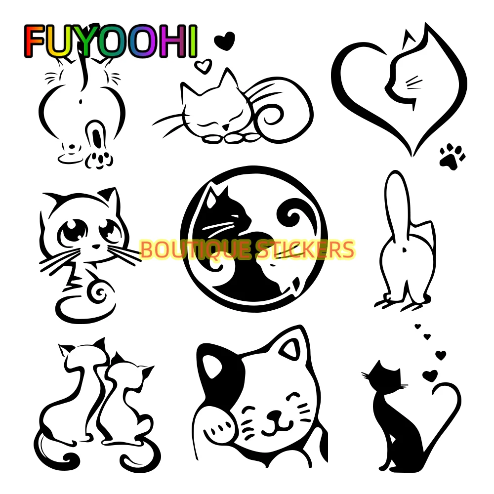 

FUYOOHI Boutique Decal Cute Cat Lovely Funny Vinyl Car Stickers Motorcycle Styling Cartoon Window Decoration Accessories Decals