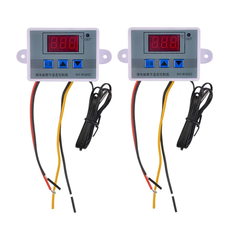 2Pcs W3002 Digital Temperature Controller Microcomputer Thermostat Thermoregulator Heat Cool Temperature Control Switch