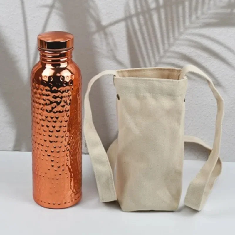 800ml Hammered Electroplated Copper Water Bottle Food Safe Leak Proof Portable Stainless Steel For Gym Home Office Travel Gift