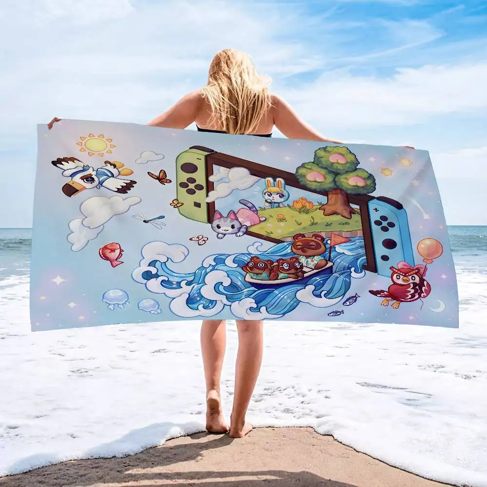 A-animal C-crossingS Anime Beach Swimming Towel Soft Absorbent Washcloth Children's Gifts for Kids Travel Camping Gym