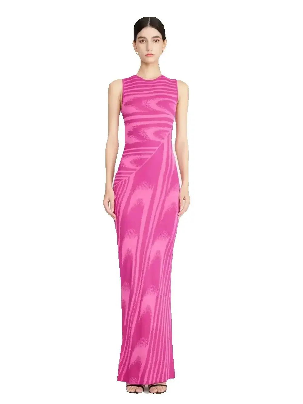 

Flower Party Long Dress Women Slim O-neck Sleeveless Backless Hip Package Split Dresses 2025 Summer Mesh Evening Women Robe