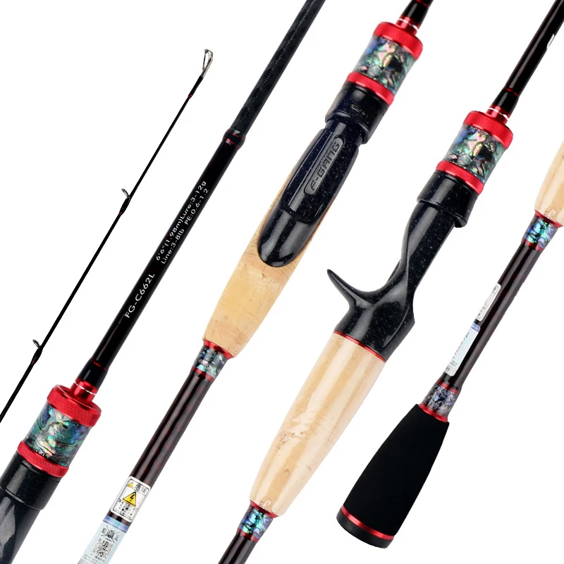 Jetshark Lure Fishing Rod with FUJI Guide and Reel Seat 3A Wooden Handle 1.98m 2.06m L/Ml Spinning Casting Fishing Rod