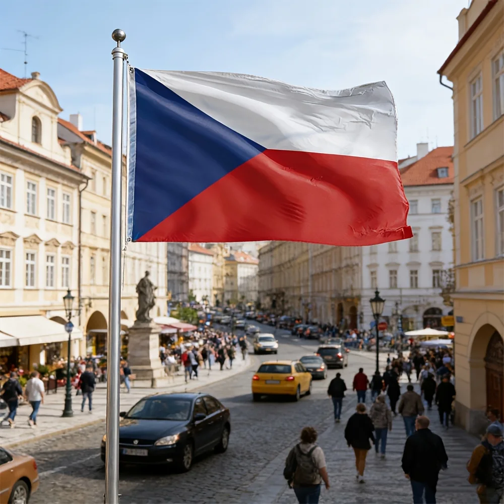 1pc Czech National Flag, Pole Not Included, Suitable for Outdoor and Garden Decoration, Durable Materia,Single-Sided Print.
