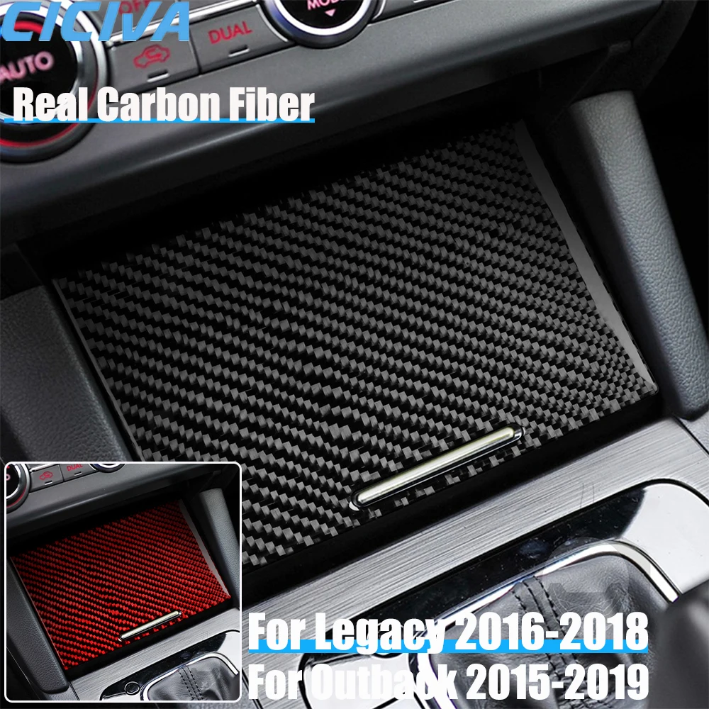 

Real Carbon Fiber Car Accessories Center Storage Panel Trim Cover Soft Sticker For Subaru Legacy 2016-2018 Outback 2015-2019