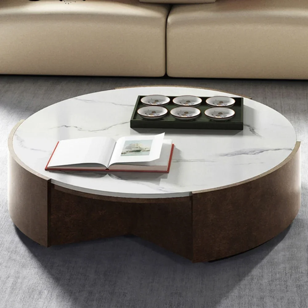 

Modern Light Luxury Marble round Tea Table Home Living Room Tea Table
