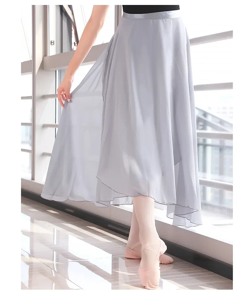 Chiffon Ballett Tutu Tanz Rock Tanz Skate Wrap Schal Gymnastik Ballerina Lyrical Lange Ballett Rock Ballett Tanz Kleid Frauen – Detail 4
