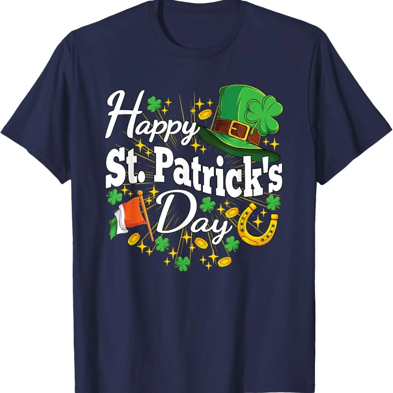 Happy-St-Patricks-Day-Shamrock-Irish-Men-Women-Crewneck-T-Shirt-Regular-Short-Sleeve-Fashion-Casual-Style-Adult-Streetwear