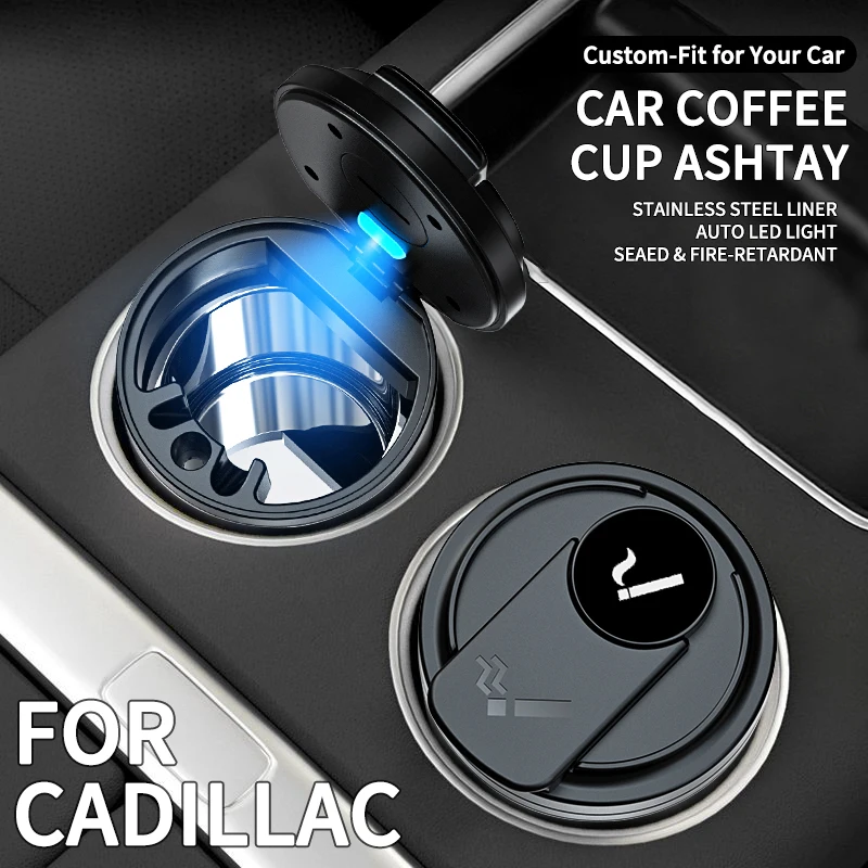 Coffee Cup Shape One Touch Pop Up Car Cigarette Ash Tray For Cadillac 2020–2026 CT4 CT5 CT6 Escalade ESV OPTIQ XT6 XT5 XT4 XTS